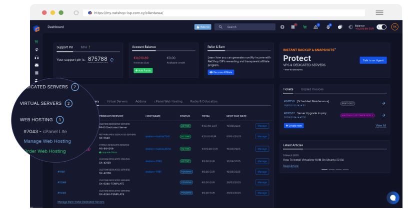 myNetShop portal dashboard myNetShop portal dashboard
